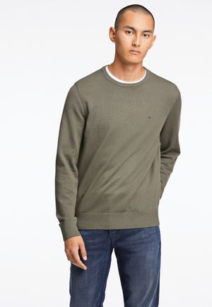 CONTRAST INSIDE COLLAR - Strickpullover - army