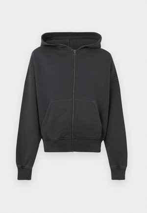 CURVED LOGO ZIP - Sweat zippé - black
