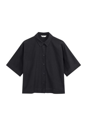 MELA, KURZÄRMLIGE BLUSE RINARA - Hemdbluse - holzkohle schwarz