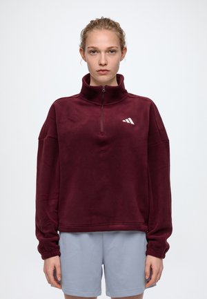 adidas Sportswear, WOMEN POLAR QUARTER ZIP - Поларен пуловер - maroon/ivory