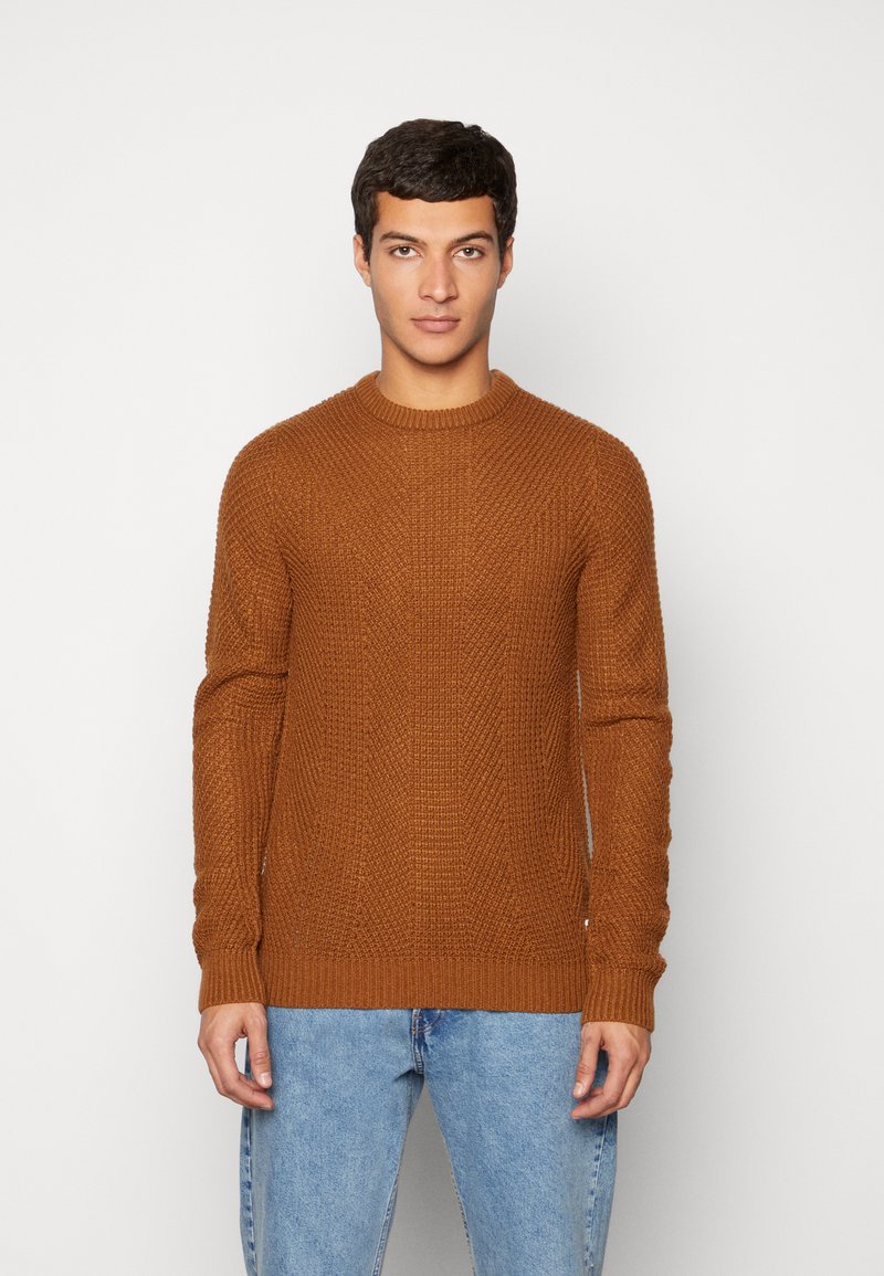 Jack & Jones JJSTANFORD CREW NECK Pullover rubber/marron ZALANDO.FR