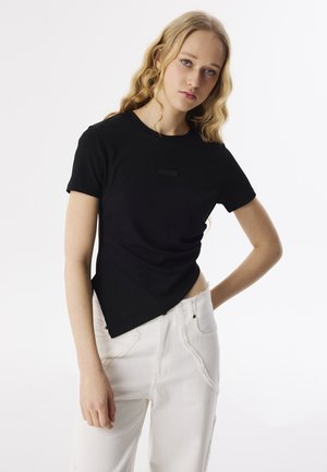 REGULAR FIT DRAPED - Print T-shirt - black