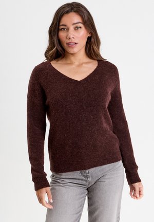 PULL MIT V-AUSSCHNITT - Pullover - marron foncé