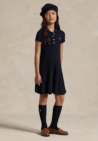 Polo Ralph Lauren CABLE-KNIT COTTON POLO SWEATER DRESS 7-14Y - Strickkleid - navy