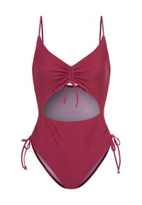 LSCN BY LASCANA MIT RAFFUNG CUT-OUT - Swimsuit - dark berry