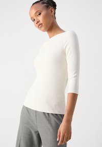 Marc O'Polo 3/4 SLEEVE FINE BINDING AT NECK - Långärmad tröja - salty white