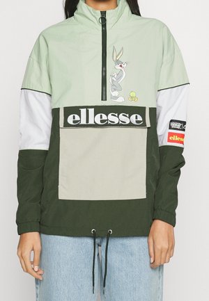 Pull à manches longues color-block avec des graphismes de Bugs Bunny et Tweety, logo ellesse sur la poche avant, et patch Looney Tunes sur la manche.