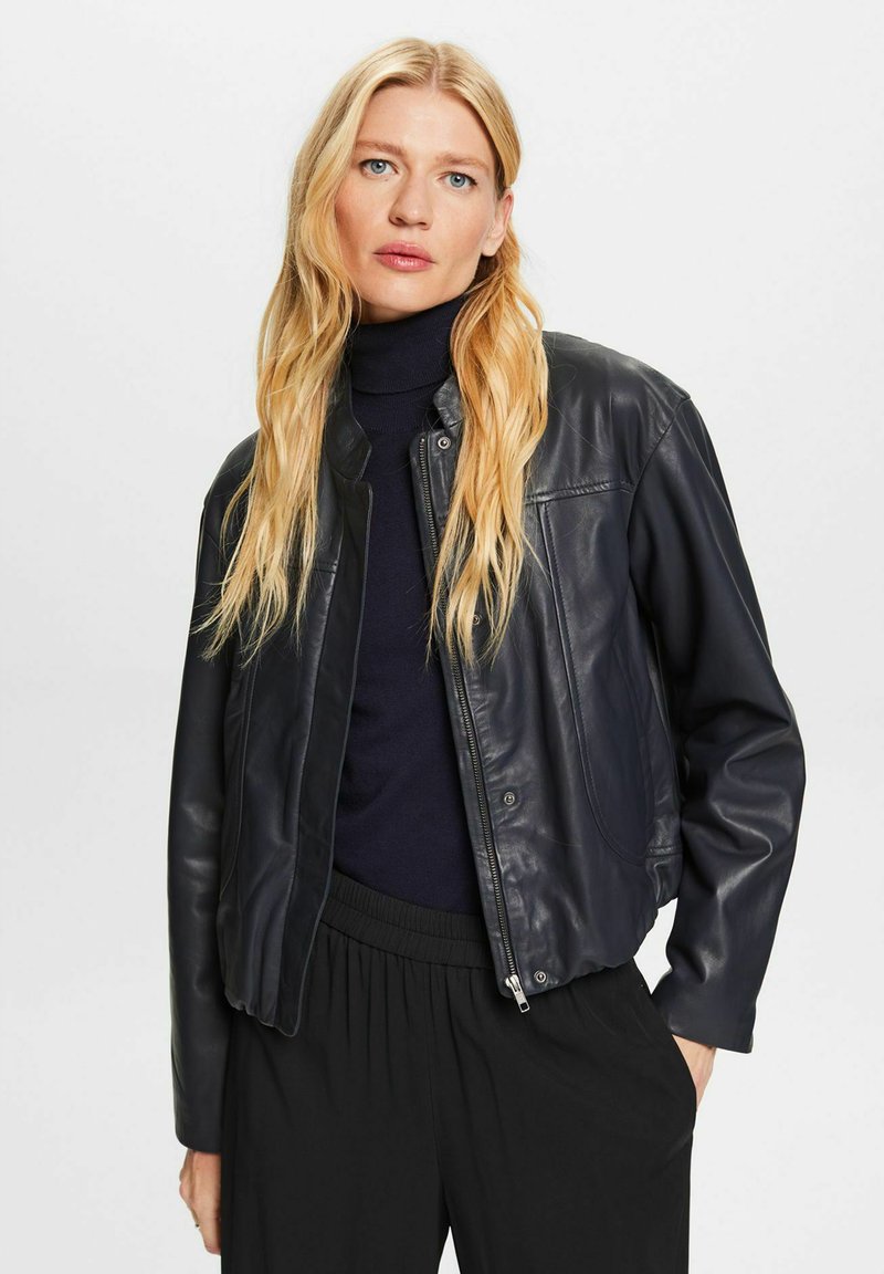 Esprit Collection OUTDOOR Lederjacke petrol blue/petrol Zalando.ch