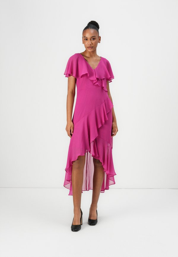 RUFFLE MIDI WITH BELT - Cocktail dress / Party dress - festival fuchsia2