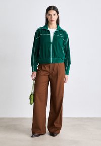 Lacoste Sweater met rits - fluorine foncé/white