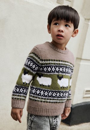 Next, REGULAR FIT - FAIRISLE CREW NECK - Svetrík - brown sheep