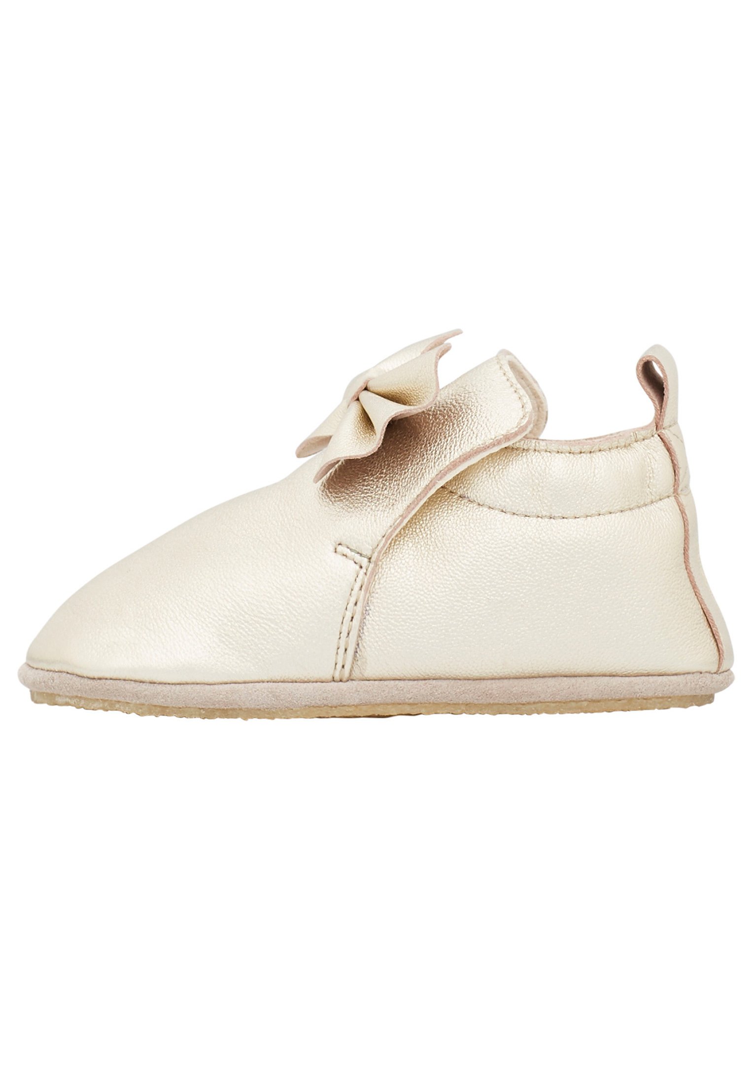 Chausson Bébé Fille Naturino - Cuir Souple, Semelle Caoutchouc, élastique, Idéal Premiers Pas, Couleur Or