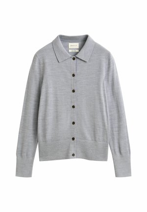 GANT, EXTRAFINE MERINO CARDIGAN - Gilet - grey melange