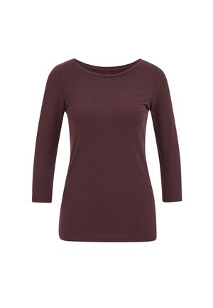 WE Fashion, WE FASHION DAMES T-SHIRT MET DRIEKWART MOUWEN - T-shirt à manches longues - aubergine