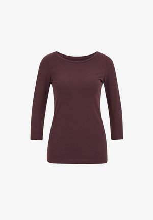 WE Fashion, WE FASHION DAMES T-SHIRT MET DRIEKWART MOUWEN - Langærmet T-shirt - aubergine