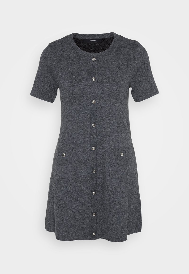 Vero Moda Petite VMJOHANNA O NECK DRESS - Strikkjoler - medium grey ...