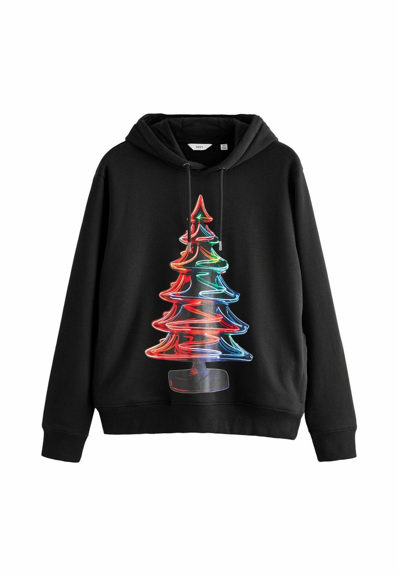 Felpa Con Cappuccio Natalizia Unisex Merry Christmas - Stampa Babbo Natale, Cotone Organico, Vestibilità Regolare, Taglie Forti Da XS A XXXXXL