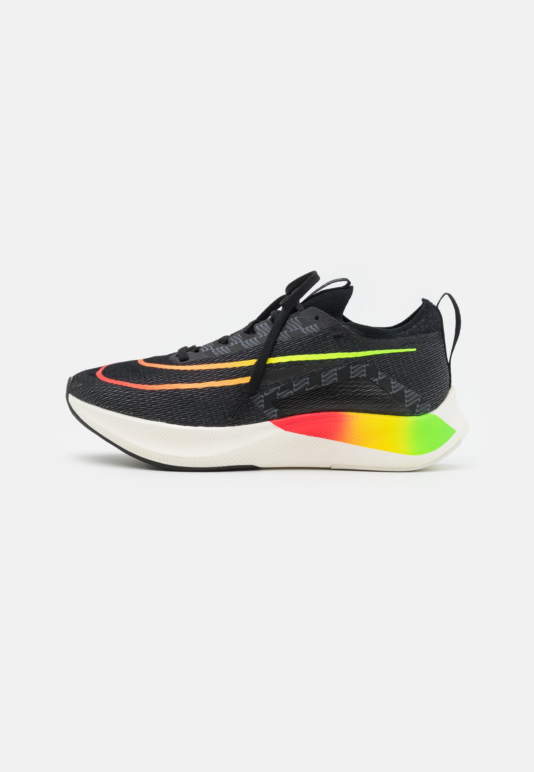Nike Performance ZOOM FLY 4 UNISEX - Competition running shoes -  black/volt/green strike/total orange/siren red/sail/black - Zalando.de