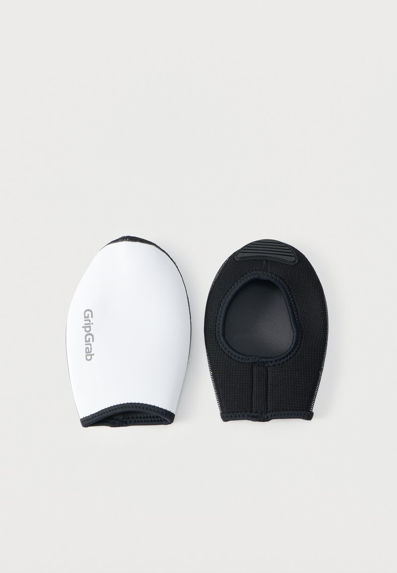 Fekete-fehér ujjatlan neoprén kesztyűk párja, az egyik a tenyér oldalát, a másik a hátoldalát mutatja GripGrab logóval.