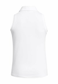 White sleeveless polo shirt with a collared neckline and smooth texture. Features a clean, simple design with no visible patterns or accents.
