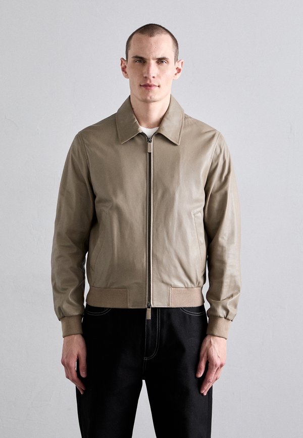 BLOUSON JACKET - Leather jacket - beige