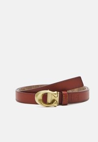 COACH SCULPTED REVERSIBLE SIGNATURE BELT - Gürtel - tan/rust