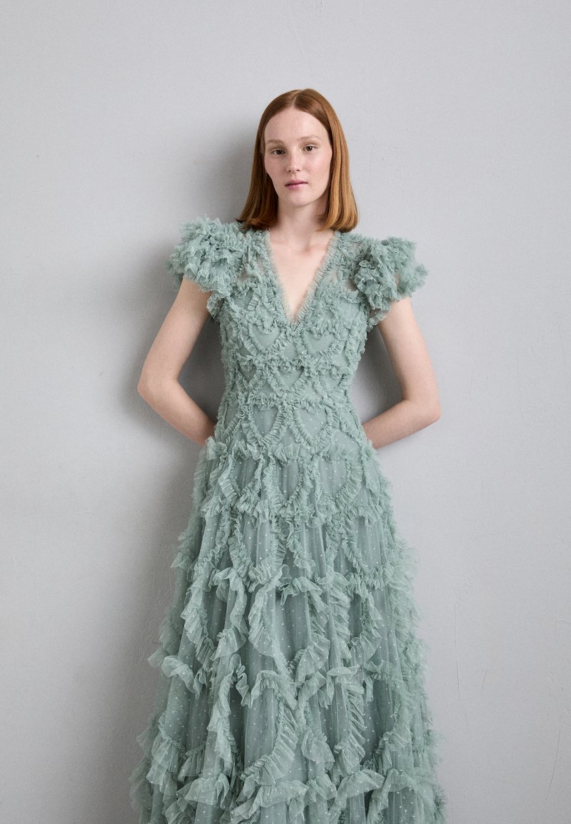 green needle and thread dress Dream Garland Strapless Gown – Green main image 1