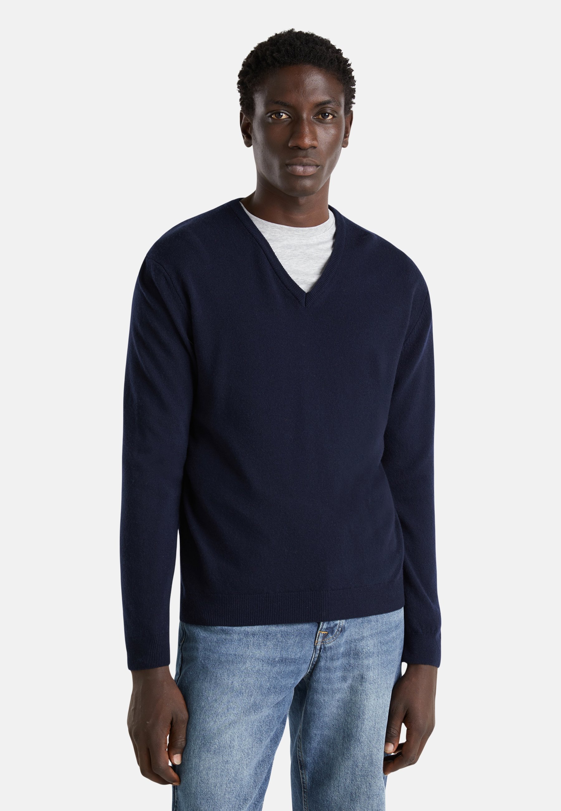 United Colors of Benetton V NECK Jumper blue Zalando