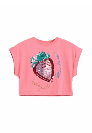STRAWBERRY SEQUIN CROPPED - Camiseta estampada - pink