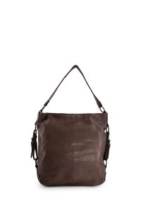 Sac à bandoulière en cuir marron avec une texture douce, de forme rectangulaire, doté d'une bandoulière réglable et d'un design simple présentant des détails de couture légers.