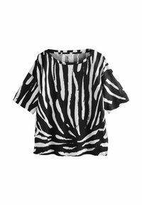 SHORT SLEEVE CREW NECK - Paprasti marškinėliai - white black zebra print