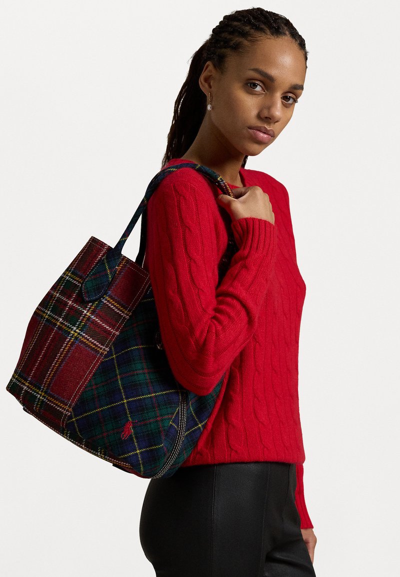 Polo Ralph Lauren PATCHWORK WOOL MEDIUM BELLPORT TOTE - Rokassoma - red multi