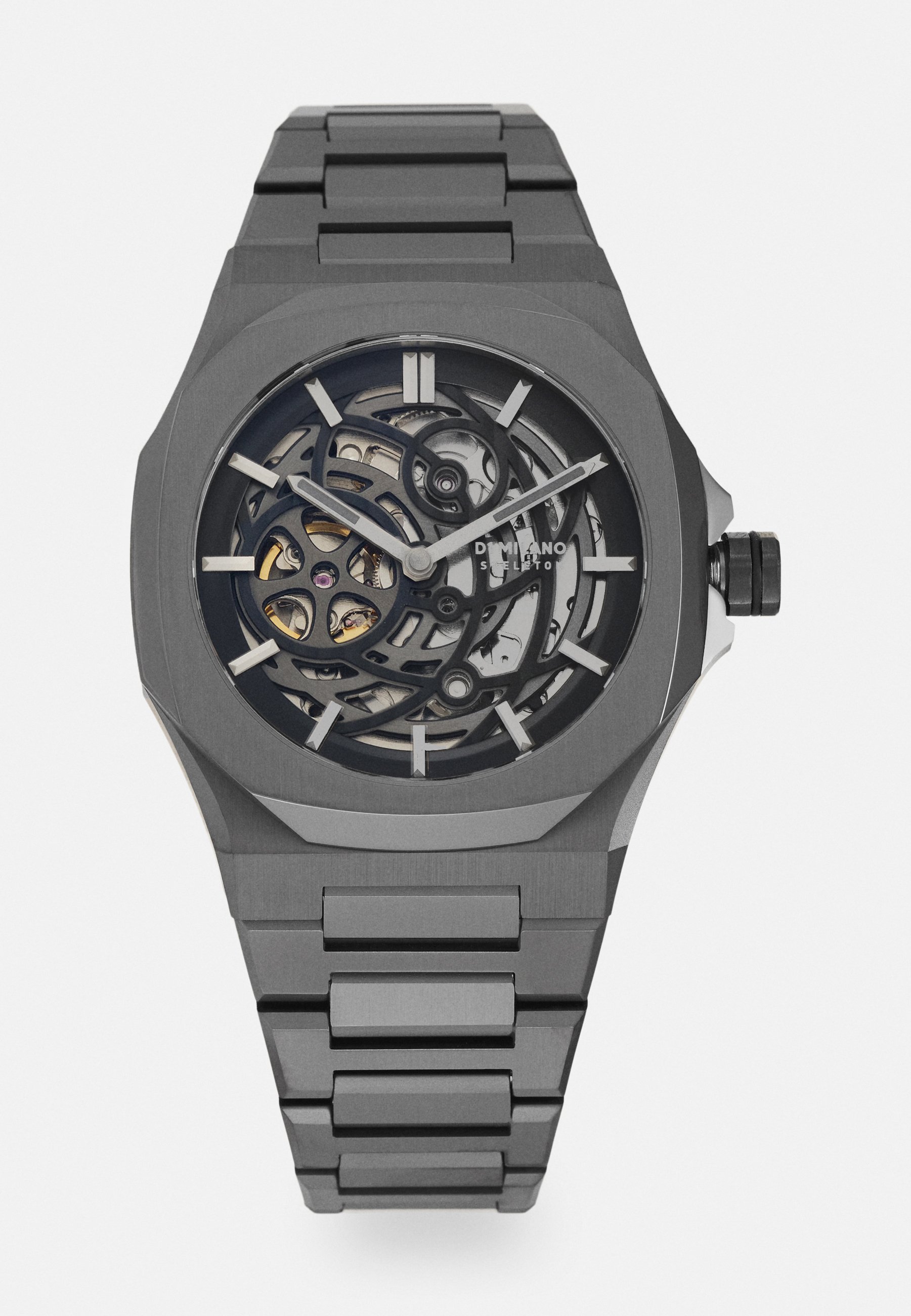 Montre Davis Automatique Squelette Acier Noir Bracelet Cuir - Neuve Avec étiquettes