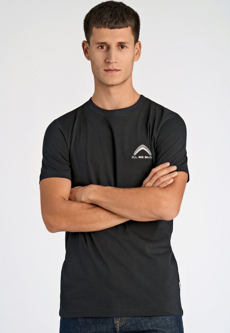 Lindbergh EMBROIDERY TEE - T-shirt med print - black sea