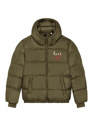LOVE EMBROIDERY UNISEX PUFFER  - Veste d'hiver - khaki