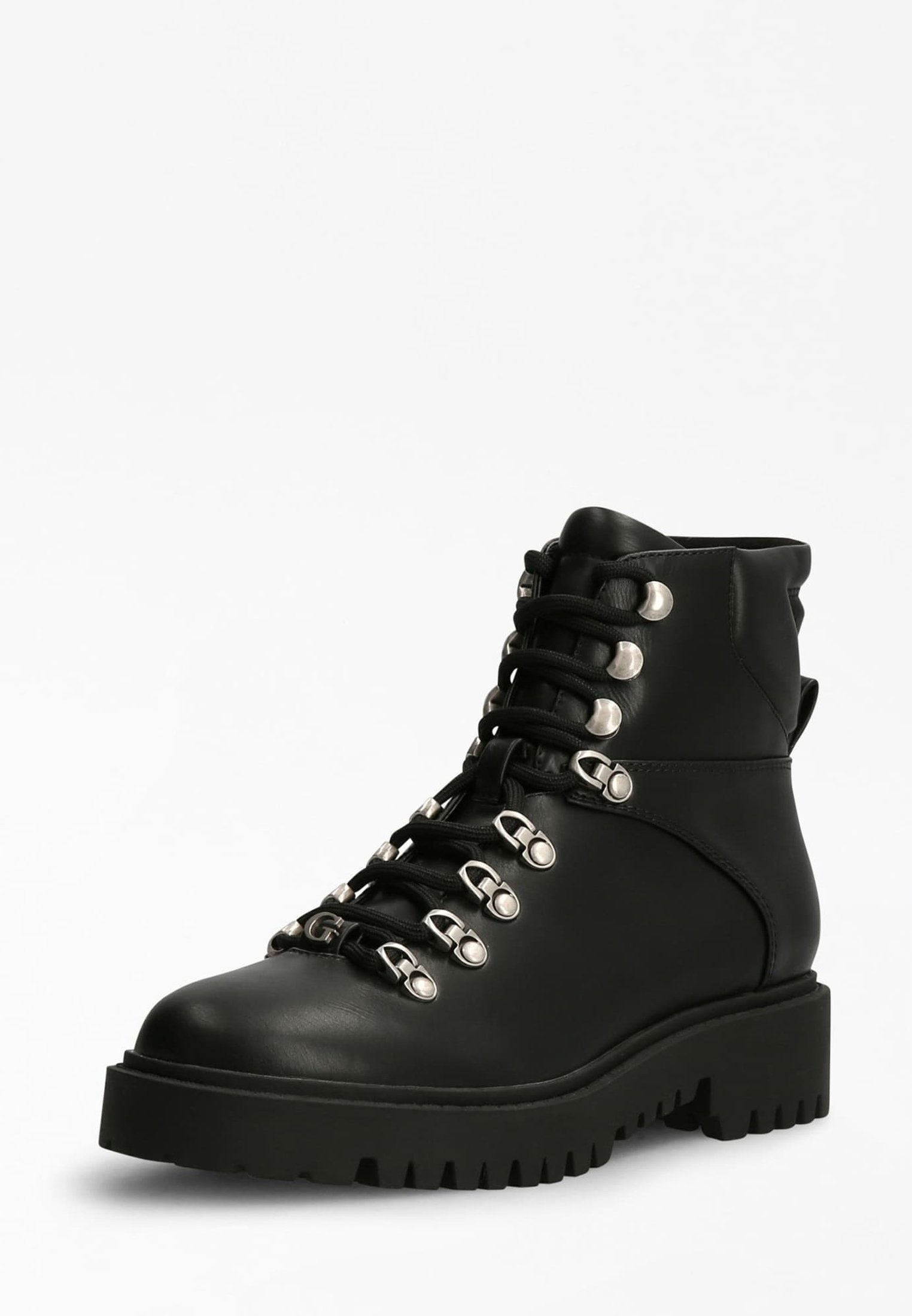 black hiker platform ankle boot