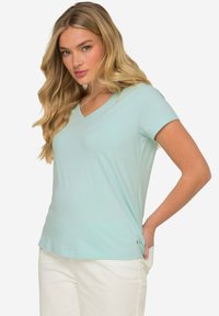 LAURASØN KLEINER KNOTEN V-AUSSCHNITT HALBARM - T-shirt basic - deep mint