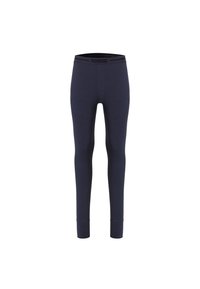 Marineblauwe legging met een elastische tailleband waarop de merknaam "nomad" in het zwart is gedrukt. Gemaakt van een rekbare, zachte stof met een slim fit.