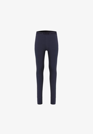Marineblauwe legging met een elastische tailleband waarop de merknaam "nomad" in het zwart is gedrukt. Gemaakt van een rekbare, zachte stof met een slim fit.