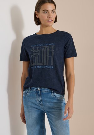 Cecil, T-SHIRT IN BURNOUT OPTIC, petrol