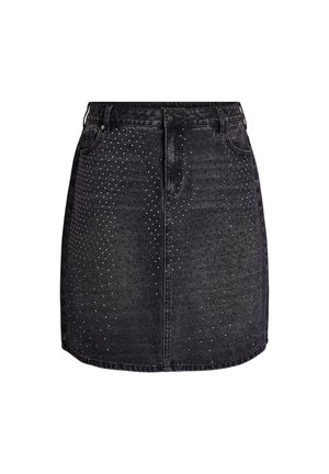 MIT STRASSSTEINEN - A-linjainen hame - grey denim
