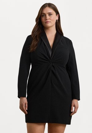 SATIN TRIM CREPE COCKTAIL DRESS - Koktailové šaty/večierkové šaty - black