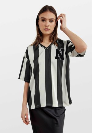 Trükipildiga T-särk - black/ivory stripe