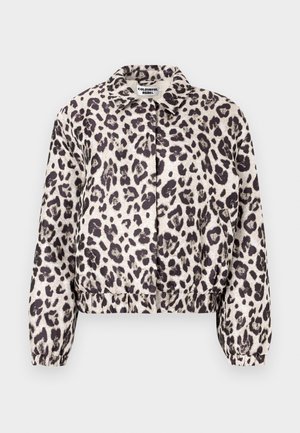 Žakete ar leopardu rakstu, apkakli, garām piedurknēm un elastīgu apakšu. Audums šķiet mīksts ar vieglu spīdumu un brīvu piegulumu.