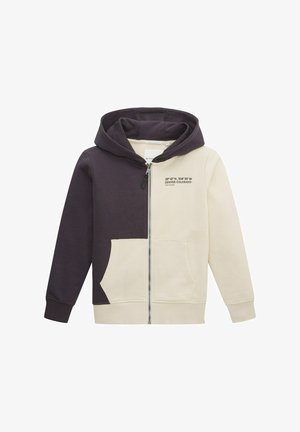 MIT TEXTPRINT - Sweatjacke - dusty beige
