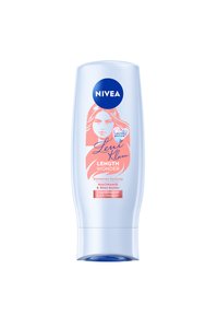 NIVEA Length Wonder Conditioner in einer hellblauen Plastikflasche. Enthält eine pinke Illustration und einen Text, der "Limitierte Auflage" besagt.