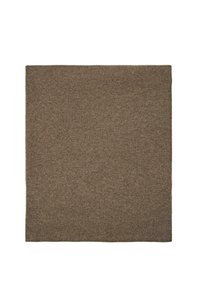 Brown knitted blanket, square shape, soft texture, with a uniform design and no visible patterns or hardware.