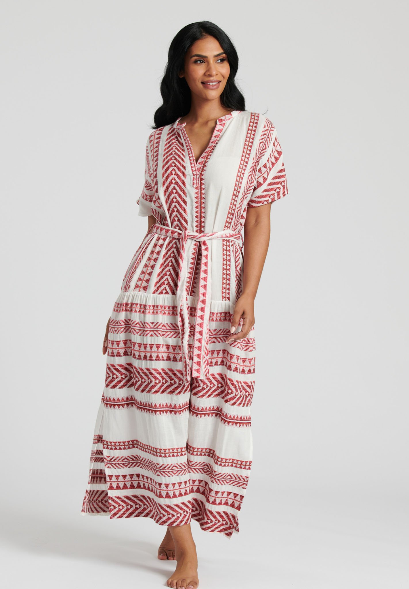 blue dress for baby girl Bohemian Pink Jacquard Maxi Dress – South Beach main image 0
