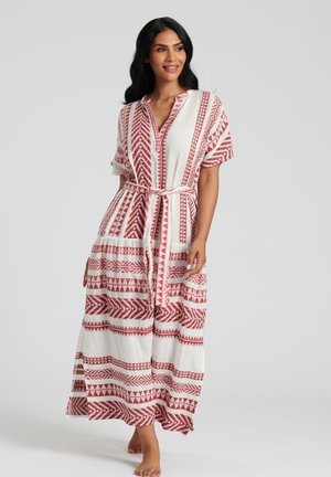 JACQUARD TIE WAIST MIDI - Day dress - burgundy