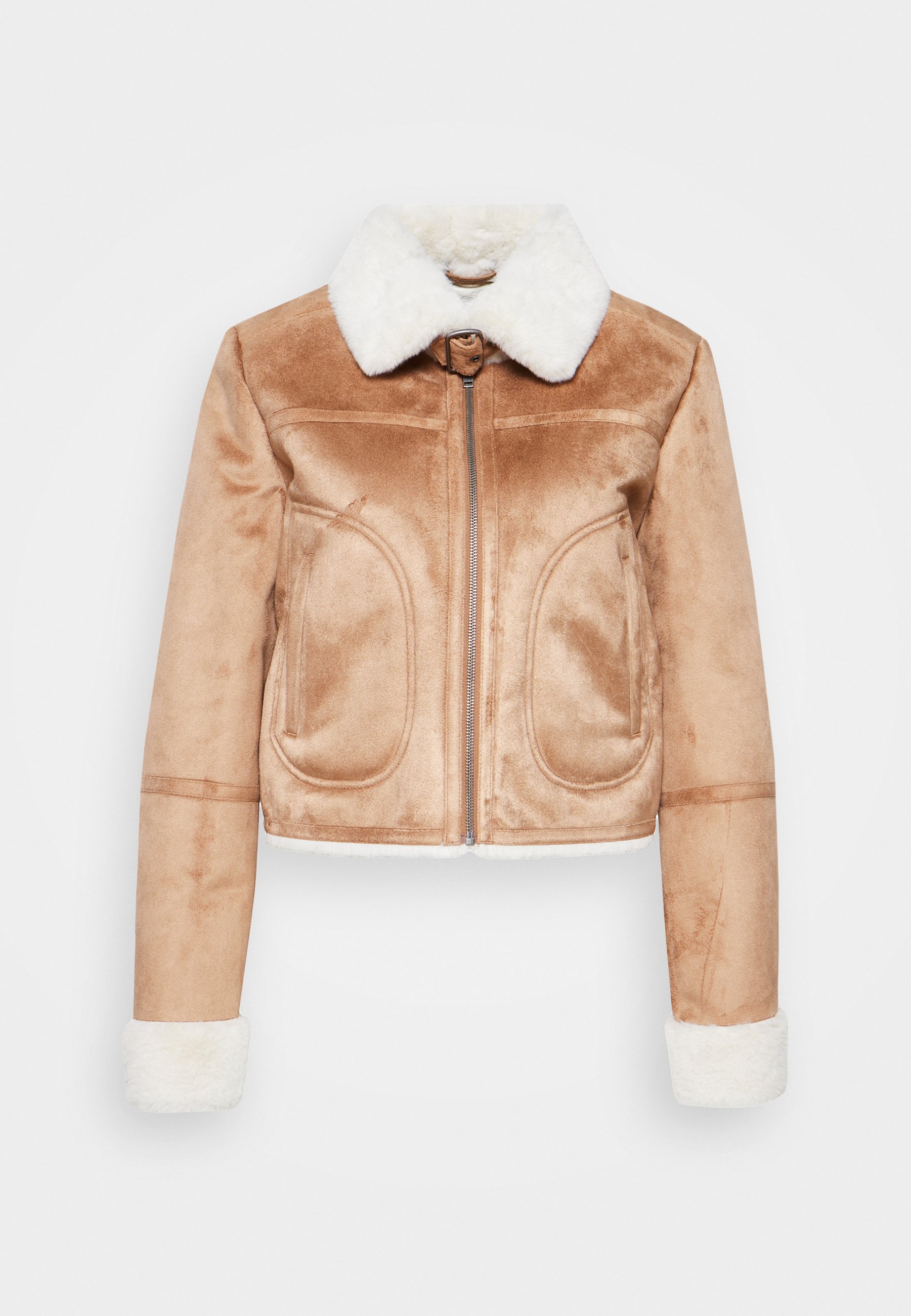 COZY BIKER - Faux leather jacket - tan 